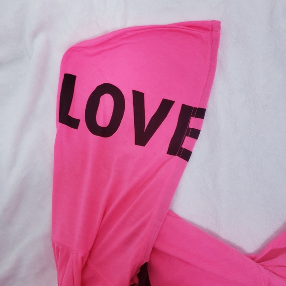 💋3/$20💋NWT Hot Pink Love Pullover Lightweight Hoodie - Picture 5 of 6